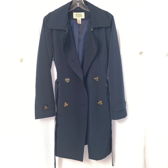 London Fog Jackets & Blazers - NWOT LONDON FOG Navy Blue Mid-Length Trench Coat